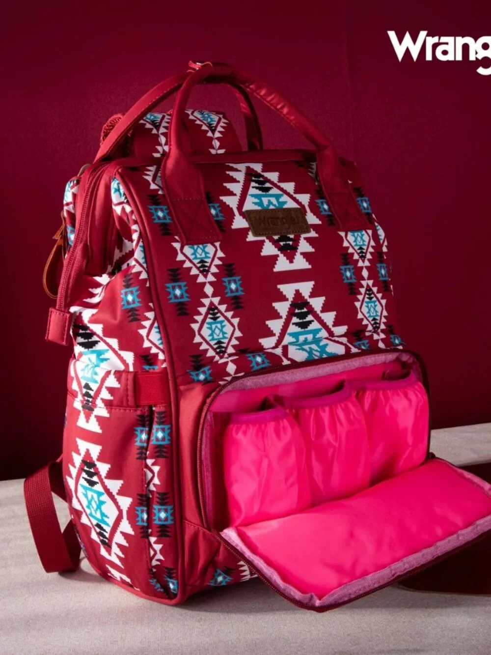 Wrangler Allover Wrangler Aztec Printed Callie Backpack - Burgundy